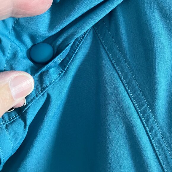 L.L. Bean Vintage Teal Trench Long Raincoat Womens Medium Removable Hood READ - Picture 8 of 15